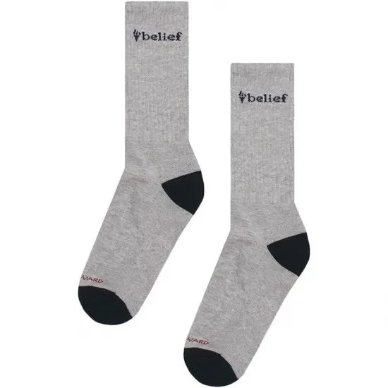 Belief NYC Logo Athletic Sock -ヘザーグレー