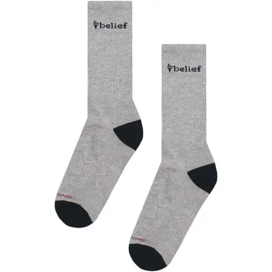Belief NYC Logo Athletic Sock -ヘザーグレー