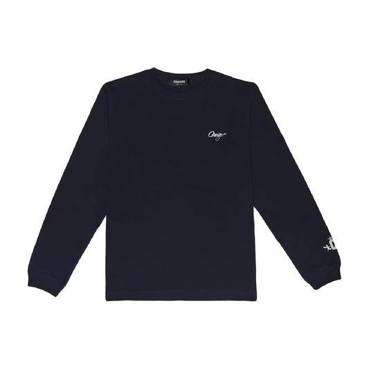 CROOZE Script Long Sleeve Tee -ネイビー