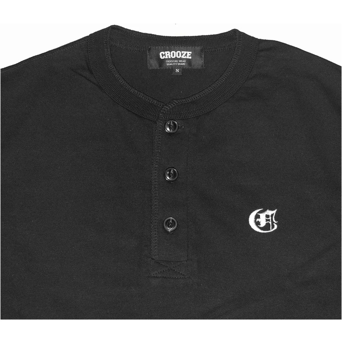 CROOZE O/E Logo Henley Neck Tee -ブラック