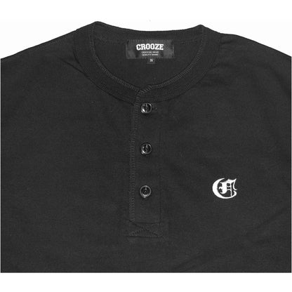 CROOZE O/E Logo Henley Neck Tee -ブラック