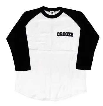 CROOZE Raglan 3/4-sleeve Tee -ホワイト・ブラック