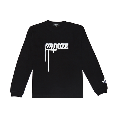 CROOZE Drip Logo Long Sleeve Tee -ブラック