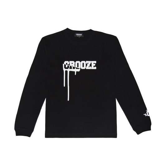 CROOZE Drip Logo Long Sleeve Tee -ブラック