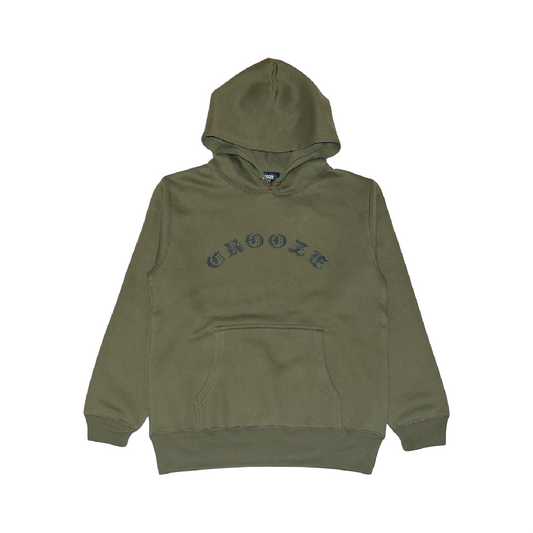 CROOZE Old English Logo Hoodie -オリーブ