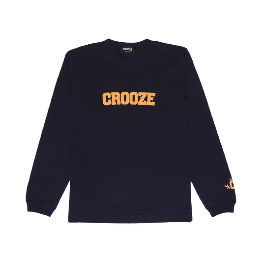CROOZE Classic Logo Long Sleeve Tee -ネイビー