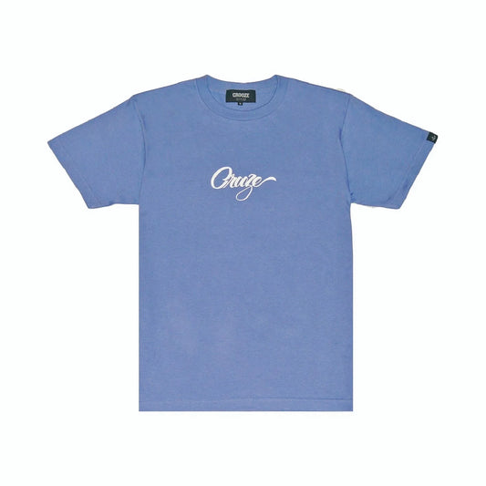 script logo tee -ダスティブルー