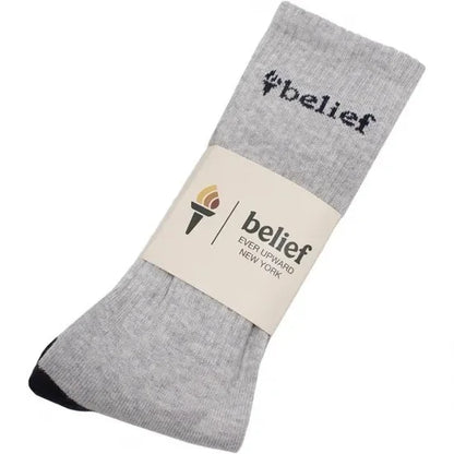 Belief NYC Logo Athletic Sock -ヘザーグレー