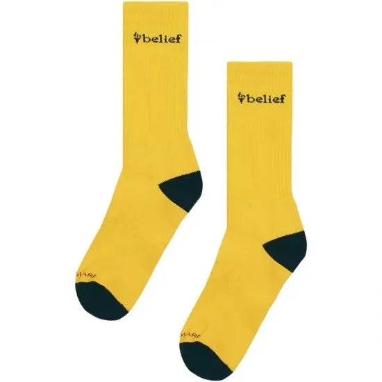 Belief NYC Logo Athletic Sock -イエロー